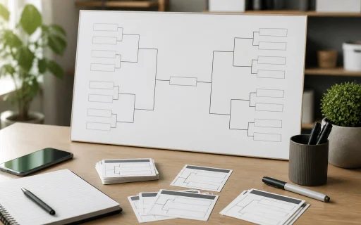 generateur de tournoi: Tableau de tournoi organisé avec téléphone et cartes de matchs